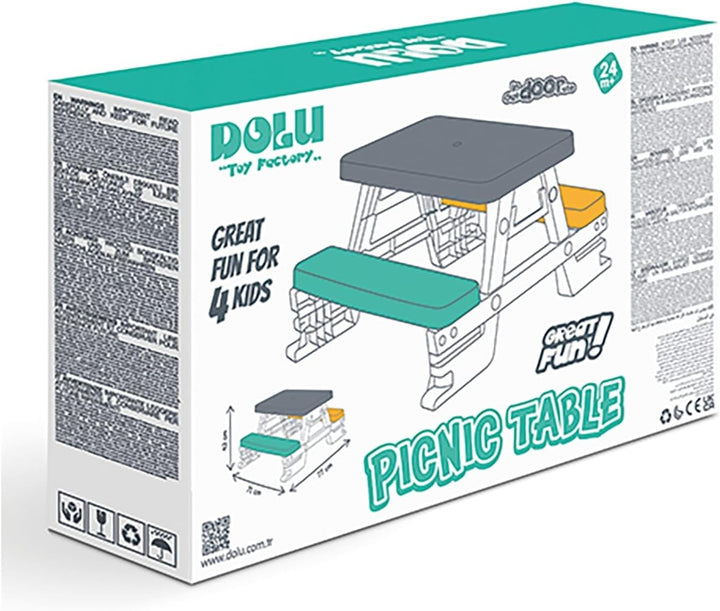 Dolu Unisex-Kinder Picknicktisch Mehrfarbig Weiss Grau Gelb Grün, Weiss Grau Gelb Grün