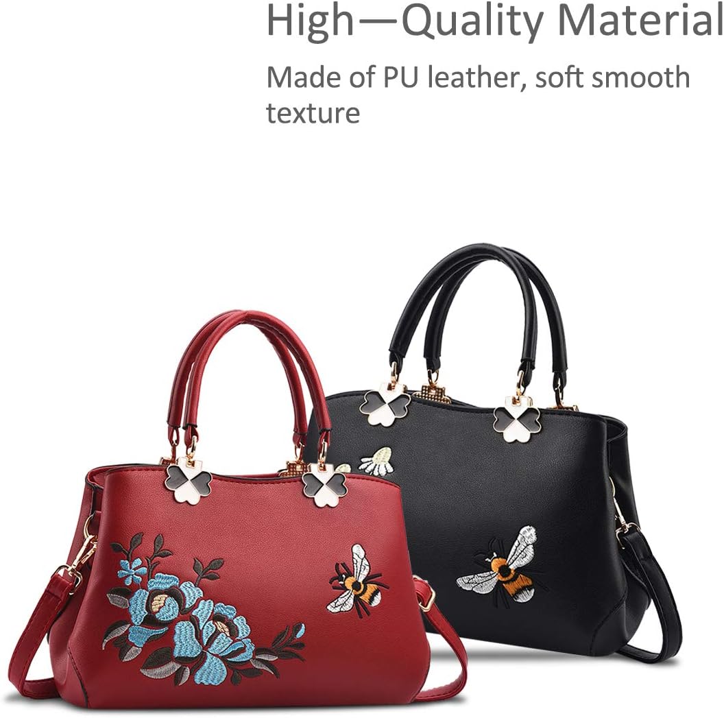 NICOLE&DORIS Handtaschen Damen Mode Schultertasche Geldbörse Retro Umhängetasche Frau Tote Stickerei