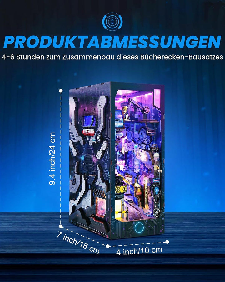 Quanquer DIY Book Nook Kit_Puppenhaus Holz Miniatur Haus Kit Mit Staubschutzhülle,Möbeln,LED-Licht,