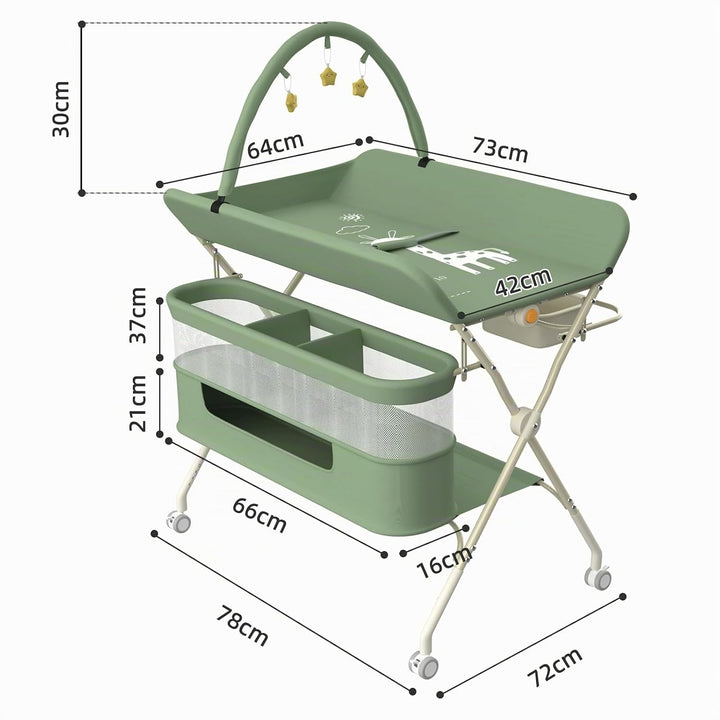 OHMG klappbare Wickelkommode Wickeltisch, Baby Wickelkombi, mit Wickelauflage Sicherheitsgurt und Ab