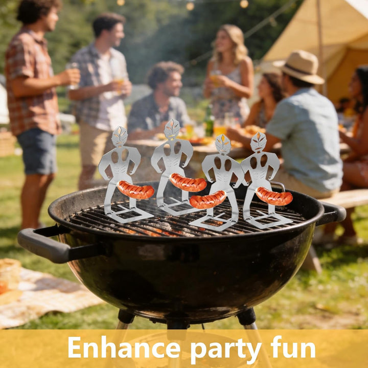Generisch 4 Stück Grillwursthalter Aus Edelstahl, Wurst Grillständer, Witzige Geschenke Grill Gadget