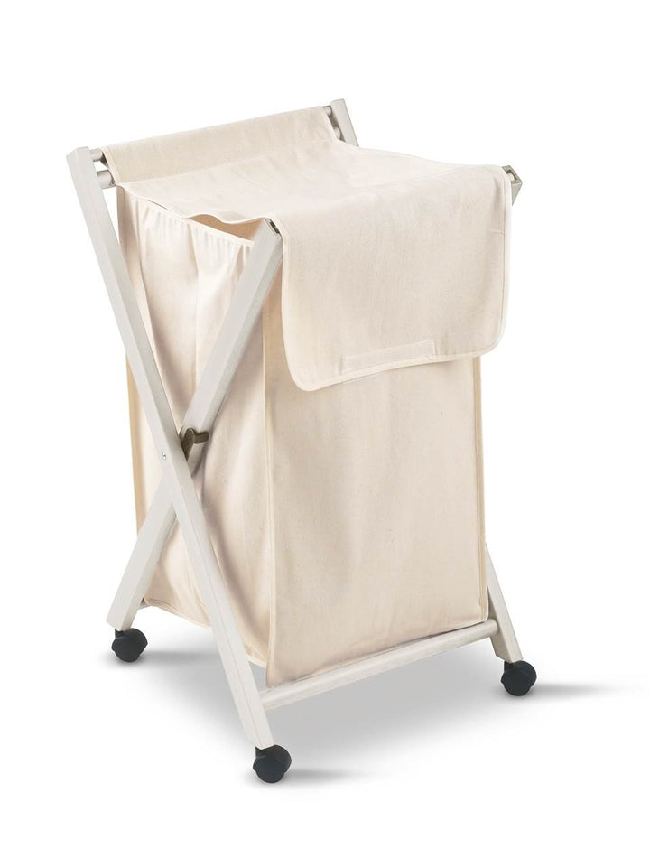 Arredamenti Italia Wäschesammler Banny, Holz - Faltbar - abnehmbare Tasche - Farbe: Weiss AR-It il C