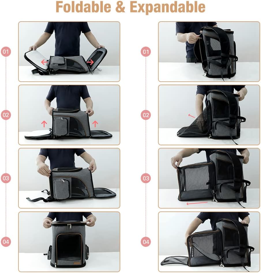 Lekesky Erweiterbar Katzen Rucksack Hunderucksack, Katzenrucksack Gross für für kleine Katzen und Hu