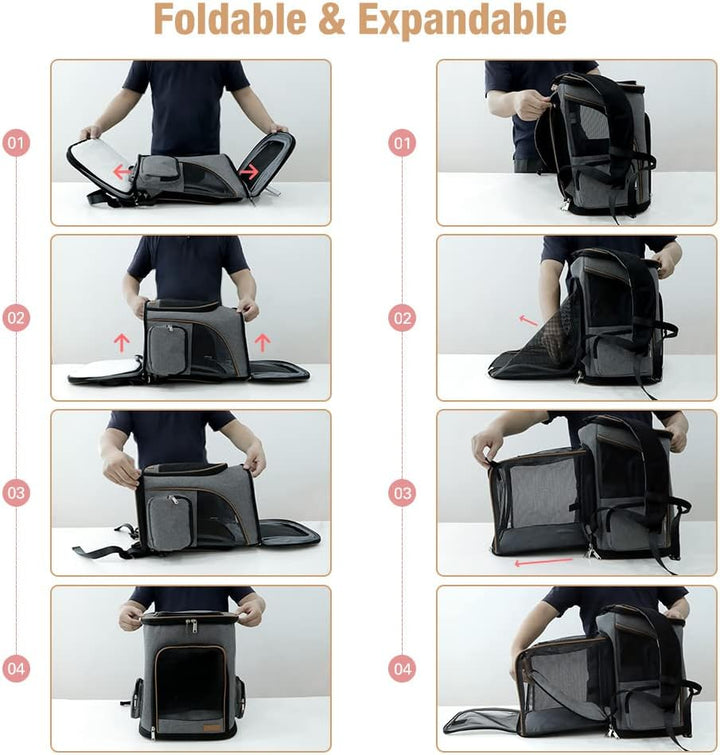 Lekesky Erweiterbar Katzen Rucksack Hunderucksack, Katzenrucksack Gross für für kleine Katzen und Hu