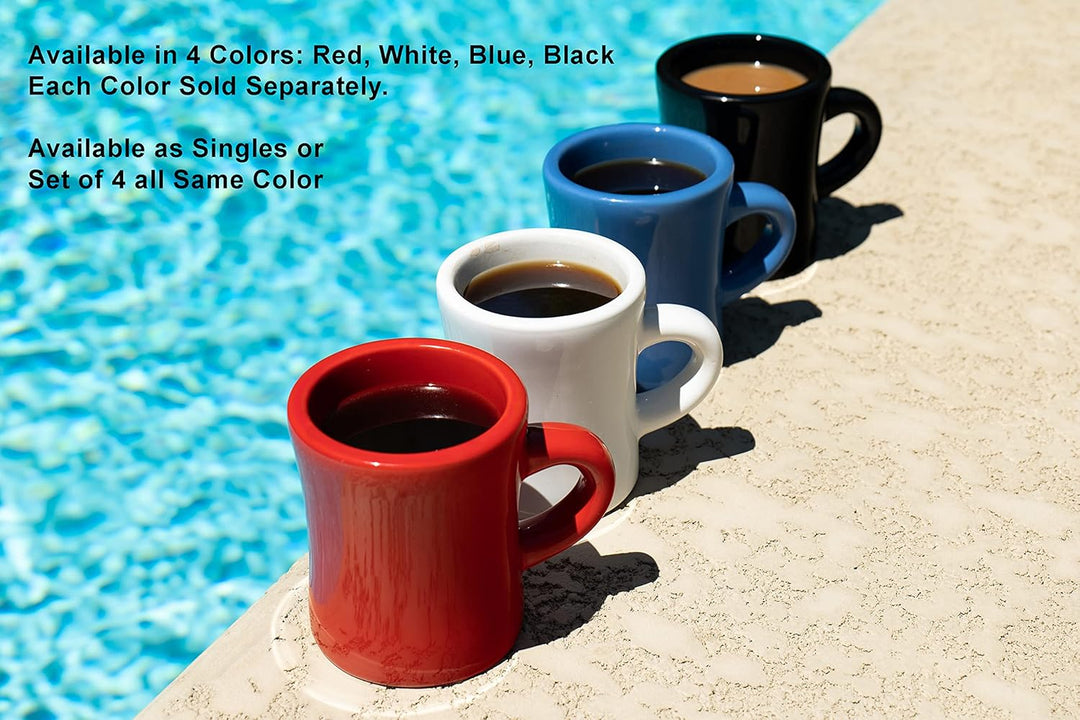 Culver 284 ml grosse Keramik Kaffeebecher im Retro-Stil, schwere Restaurant-Tasse, 2-Finger-C-Griff