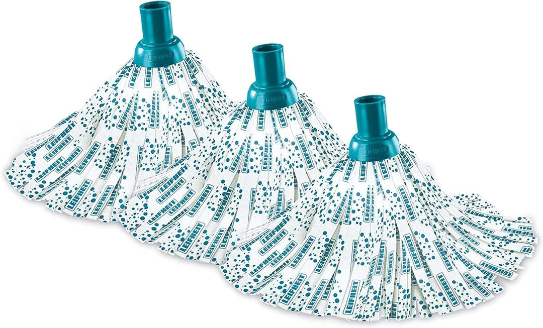 Leifheit Ersatzkopf Classic Mop Viskose 3er Set, mit Viskose und Polyester für hartnäckige Flecken a