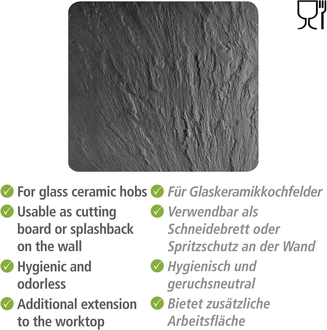 WENKO Multi-Platte Schiefer, Herdherdabdeckplatte für Glaskeramik-Kochfelder, nutzbar als Wandblende