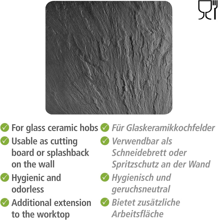 WENKO Multi-Platte Schiefer, Herdherdabdeckplatte für Glaskeramik-Kochfelder, nutzbar als Wandblende