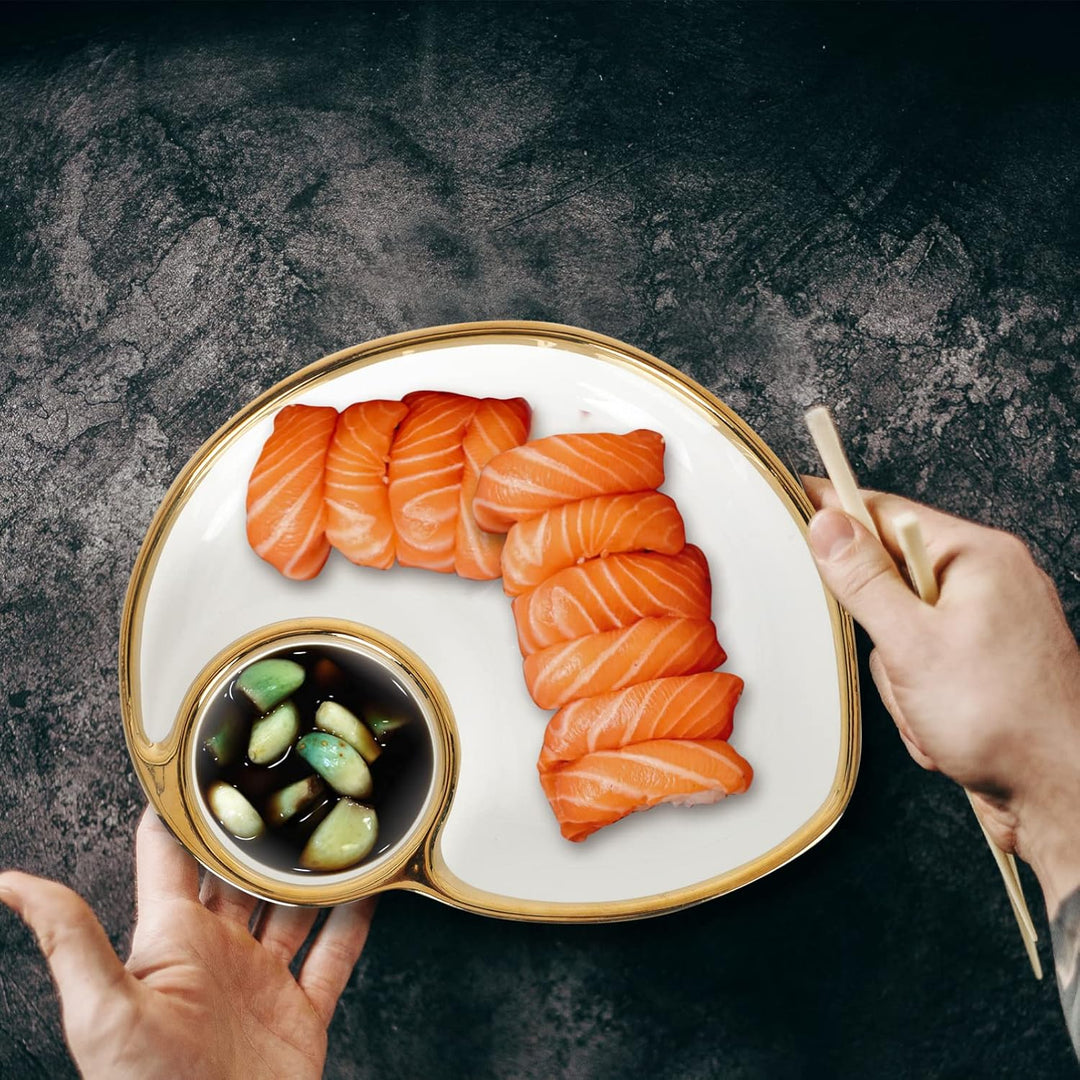 Happyyami Vorspeisenteller Dumpling Bowl Kn? Teller Teller mit Sauce- Fach Keramik Teller Dumplings