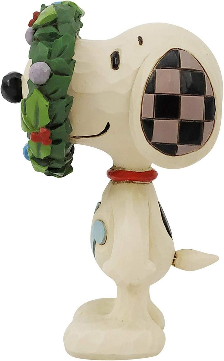 Enesco Jim Shore Peanuts Miniaturfigur Snoopy im Kranz, Mehrfarbig