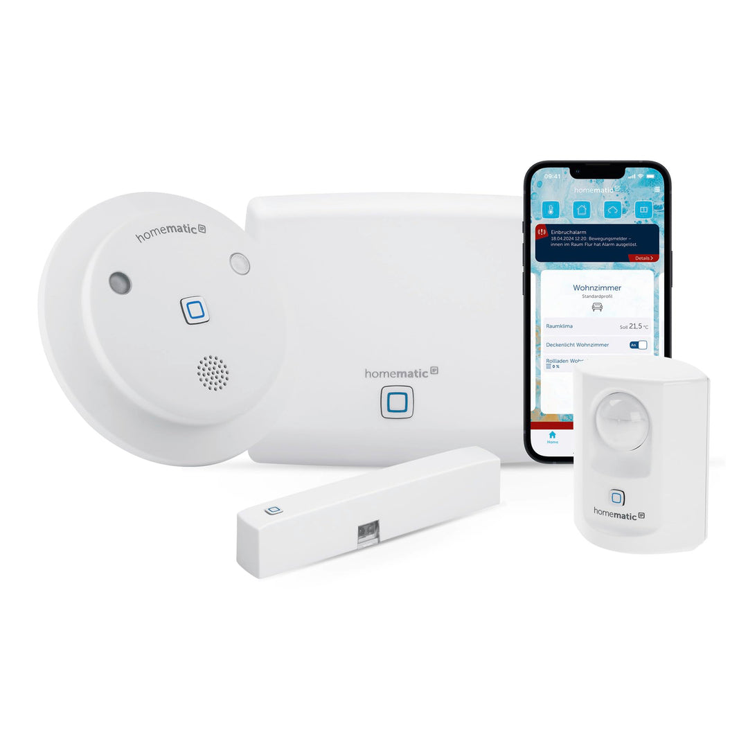 Homematic IPSmart Home Starter Set Alarm, digitaler Fenstersensorund Bewegungsmelder,kabellose Funk