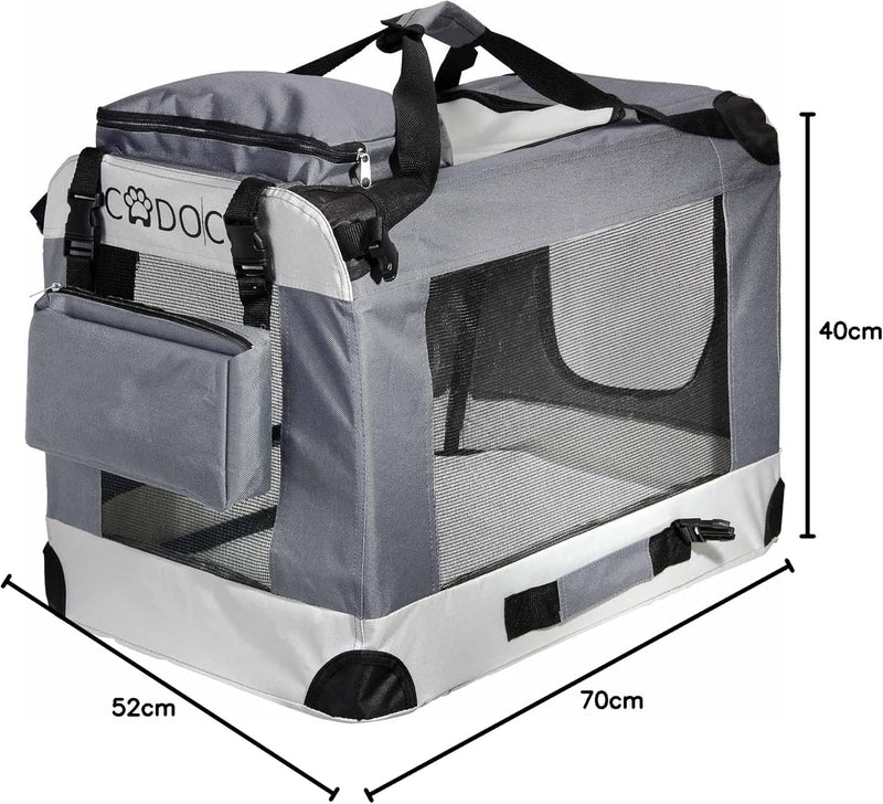 Cadoca® Hundebox Hundetransportbox faltbar robust L 70x52x50cm atmungsaktiv Transporttasche Haustier