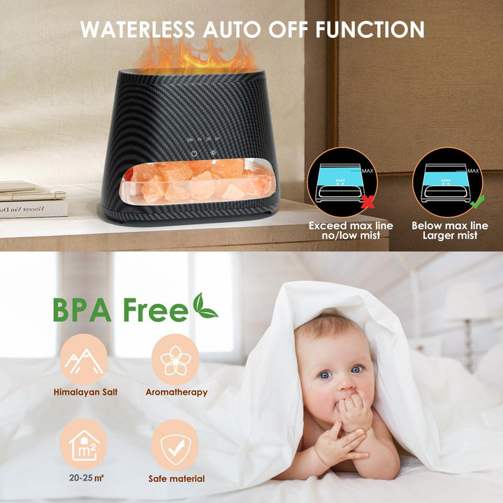 SALKING 2-in-1 Aroma Diffuser & Salt Range Pakistan Leuchte, Diffusor für ätherische Öle mit Flammen