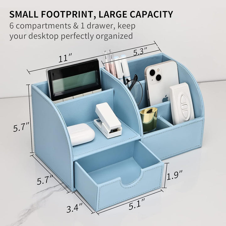 KINGFOM Büro Schreibtisch Organizer Ordnungssystem Tisch Organizer PU Leder Stiftehalter Stiftebox S