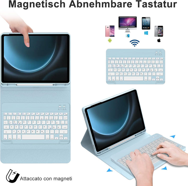 IVEOPPE Tastatur für Samsung Galaxy Tab S9FE/S10FE 10.9", Hülle Tastatur Galaxy Tab S9 FE/S10FE, Mag