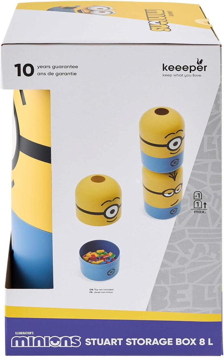 keeeper minions Aufbewahrungsbehälter Stuart, 20 x 20 x 31 cm, 8 l, Stapelbar und leicht zu öffnen,