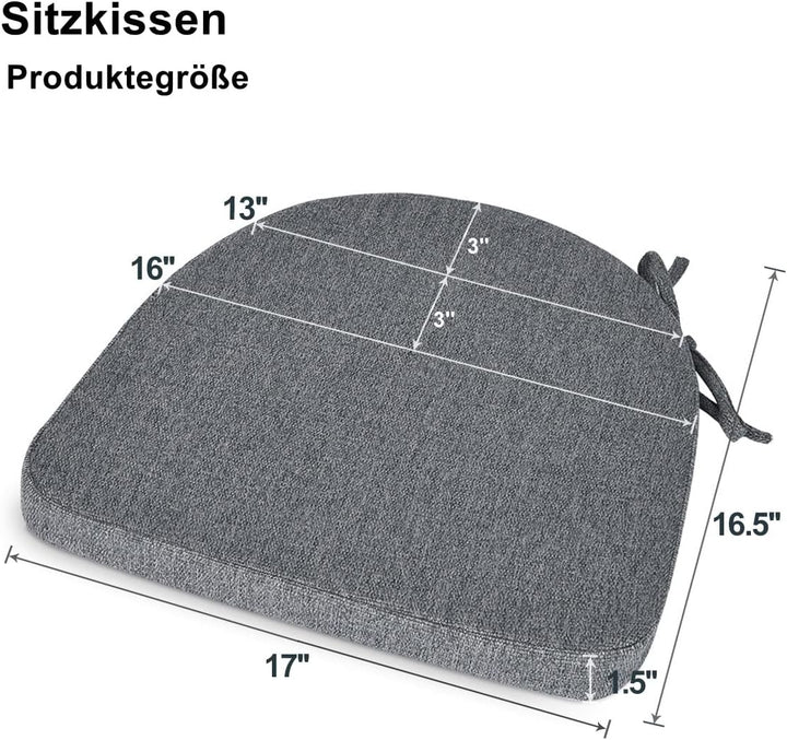 TANYOO 2er Set Sitzkissen Stuhl Waschbares Stuhlkissen mit Bindeband 43 * 41cm Rutschfestes Sitzpols