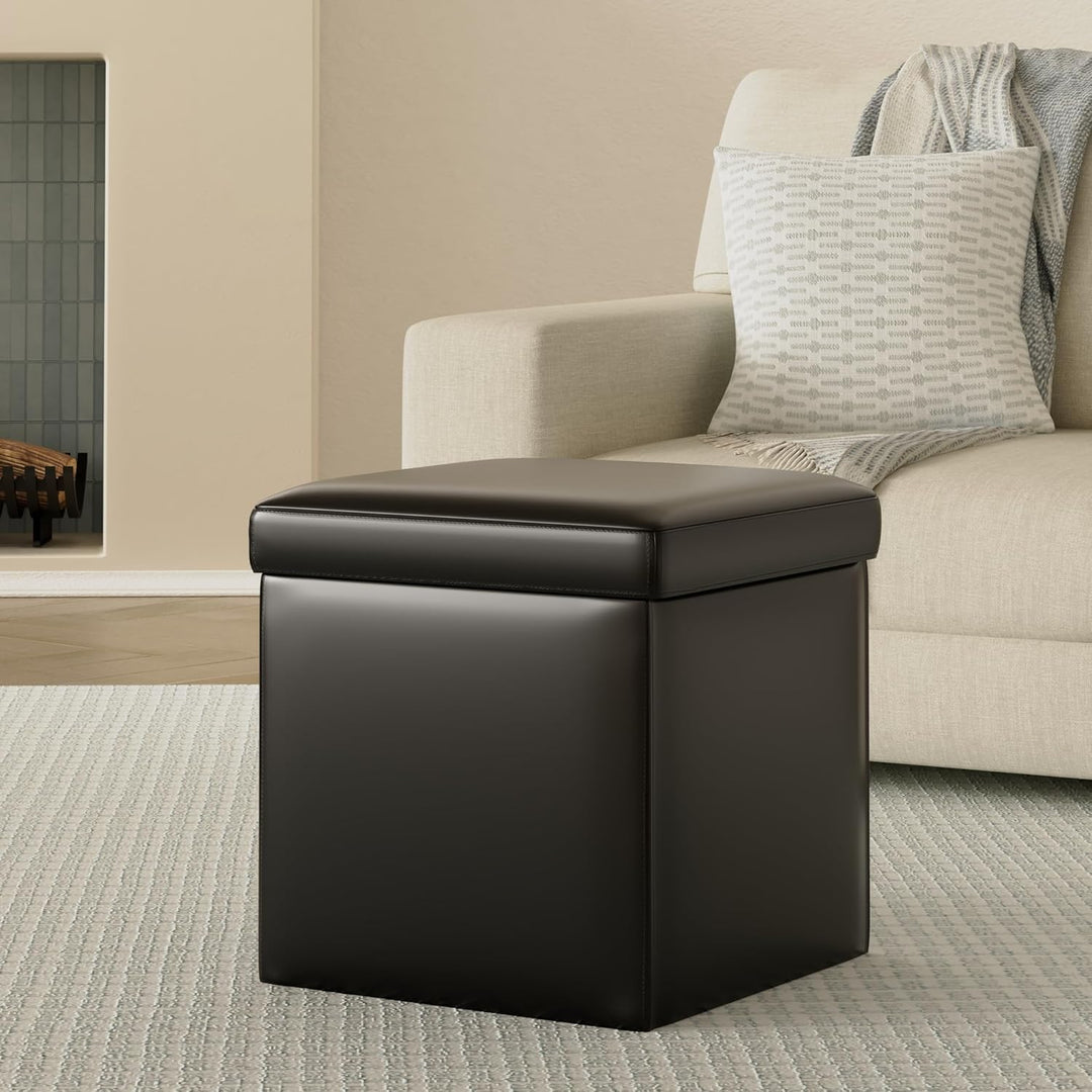 Mendler Hocker Sitzwürfel Sitzhocker Aufbewahrungsbox Onex, mit Deckel, Leder + Kunstleder, 45x44x44