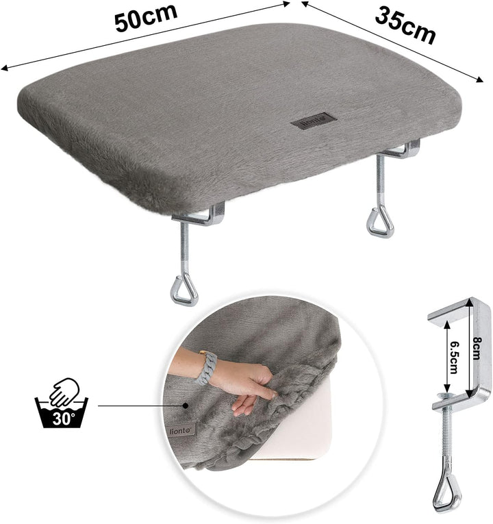 lionto Fensterliege für Katzen gepolstert aus Plüsch, 35x50 cm, Katzenbett für Fensterbänke, Montage