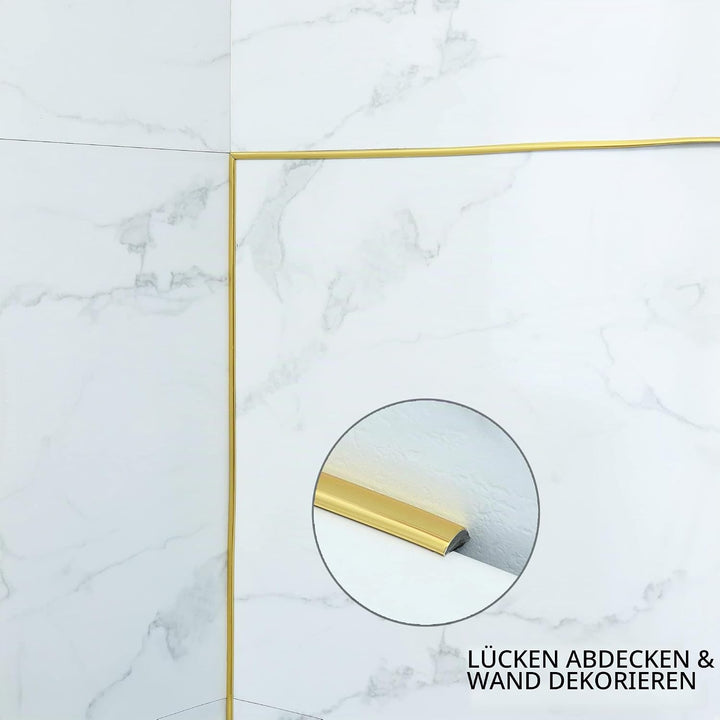 10m Goldene Zierleiste, abziehen und aufkleben, flexible Spiegel, Wand, Decke, Boden, Schrank, Flies