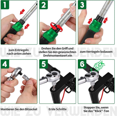 UYECOVE Drehmomentschlüssel 1/4 Zoll, 13-tlg. 2-20Nm Fahrrad Drehmomentschlüssel mit Innensechskant,