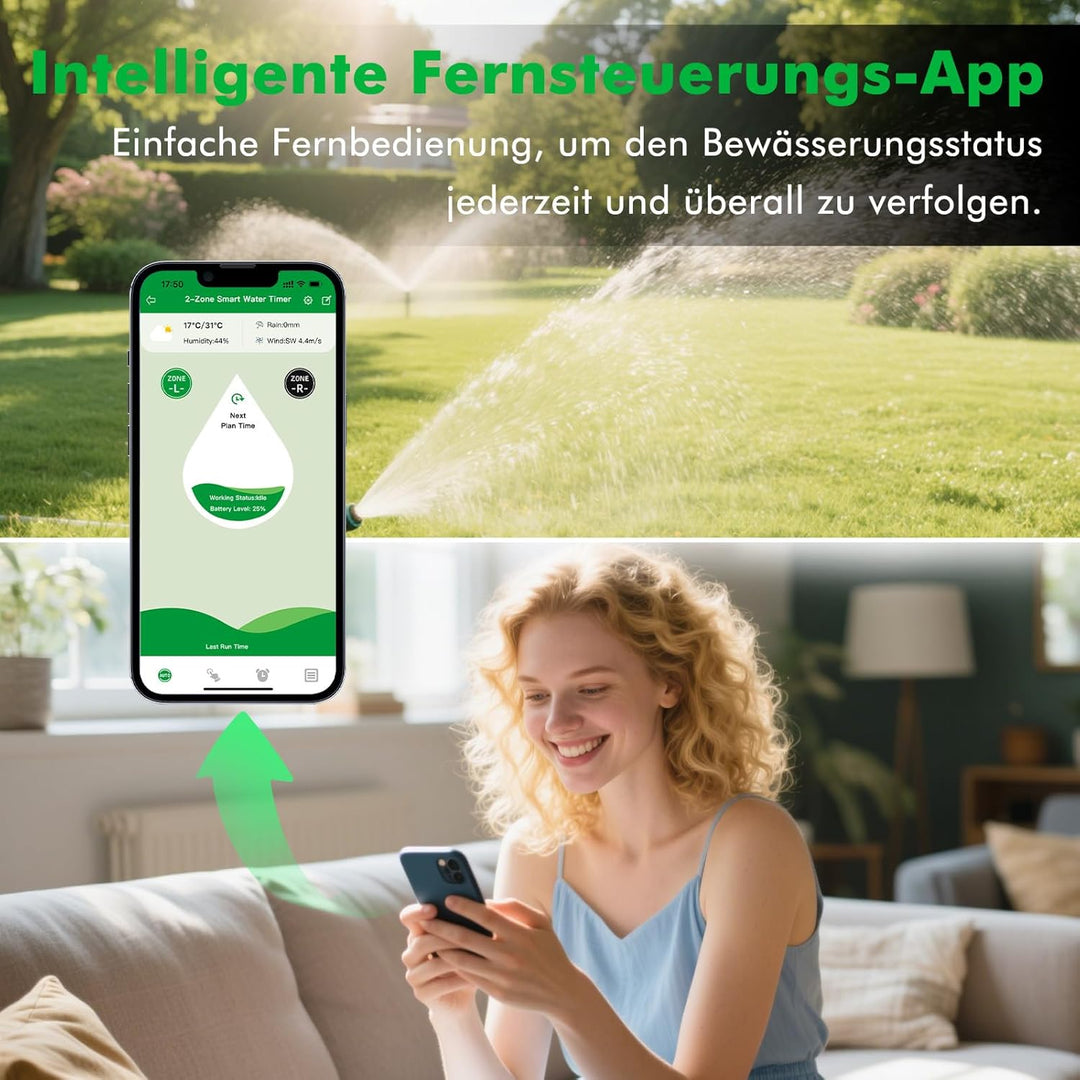RESTMO WiFi-Bewässerungscomputer, programmierbare Wasserzeitschaltuhr für die Gartenbewässerung, 3 B