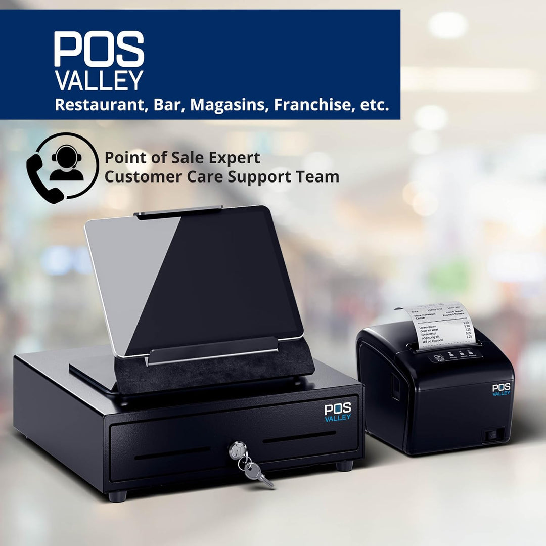 Automatische Kassenschublade 33x33cm, 4 Geldschein-/8 Münzfächer, RJ11/Schlüssel-Öffnung, Ideal für