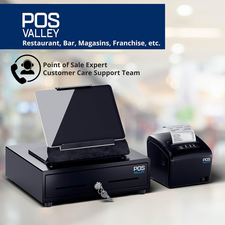 Automatische Kassenschublade 33x33cm, 4 Geldschein-/8 Münzfächer, RJ11/Schlüssel-Öffnung, Ideal für