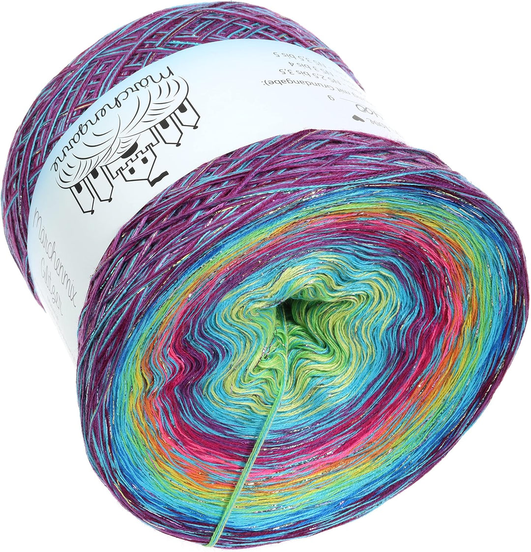 Farbverlaufsgarn Bobbel Wolle mit Glitzer Grösse wählbar Strickwolle Häkeln 4Fach (Multicolour Glitz