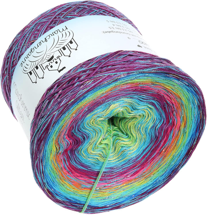 Farbverlaufsgarn Bobbel Wolle mit Glitzer Grösse wählbar Strickwolle Häkeln 4Fach (Multicolour Glitz