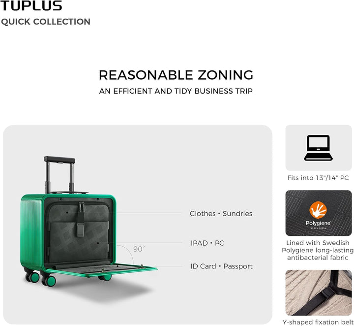 TUPLUS Koffer Aluminium Trolley Rollkoffer mit 4 Rollen Reisekoffer Handgepäck Hartschalenkoffer mit