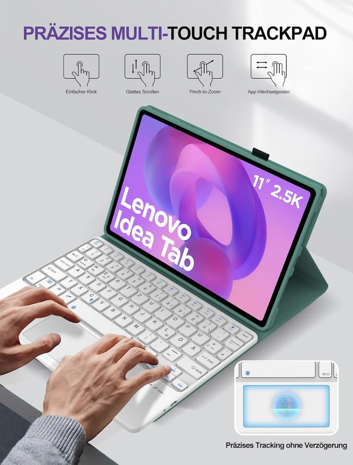 JADEMALL Für Lenovo Idea Tab 11" TB336FU Tastaturhülle mit Touchpad QWERTZ | Mit Touchpad - 120 Tage