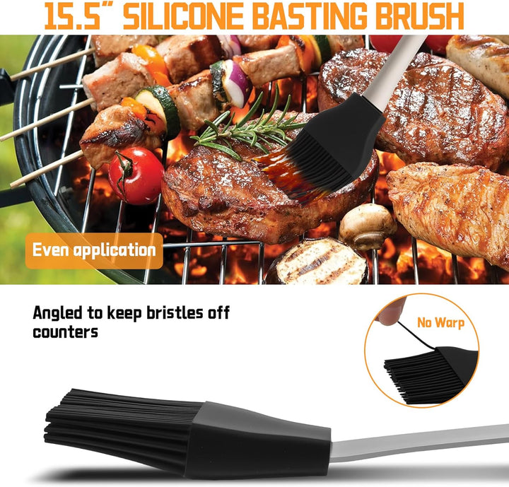 BBQ Grillbesteck Set 9 Grillzubehör aus Hochwertig Edelstahl, Professionelles BBQ Grill Set mit Gril