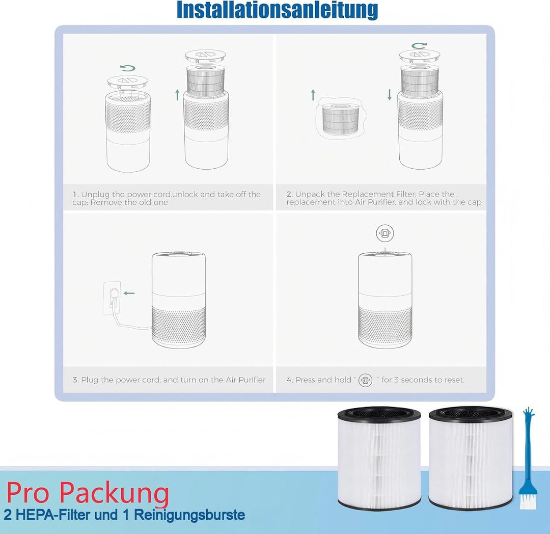 2er Air2000 Ersatzfilter für Bosch Air 2000 &amp; 2000i Luftreiniger Filter