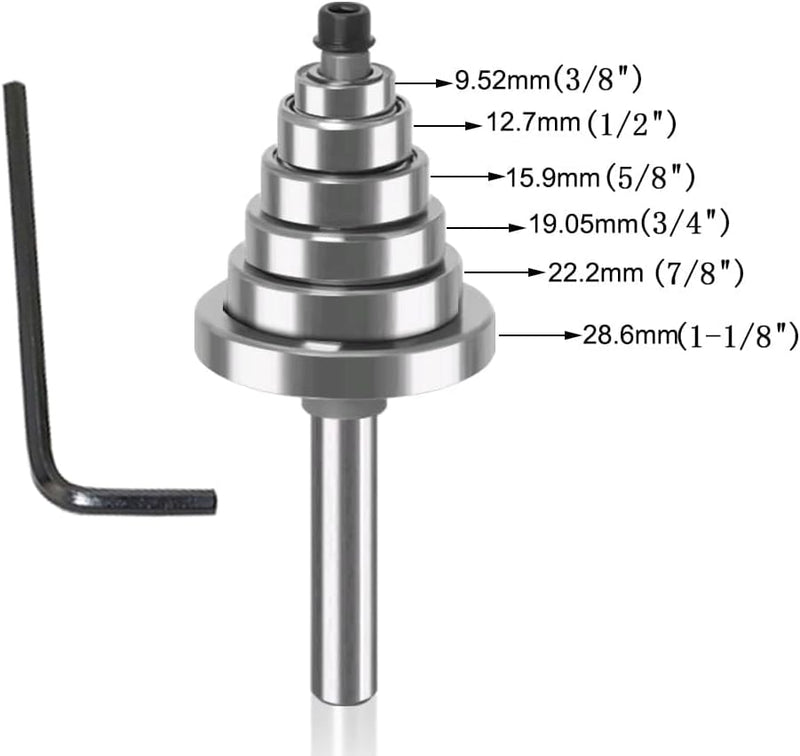 WSOOX 4-tlg Nutfräser Set Falzfräser Bit Set, Schaft 1/4 Zoll, Falzfräser mit 6 Kugellagersatz (1/8"