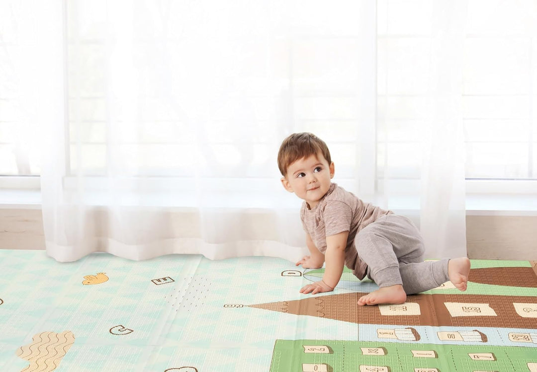 HUMBI Spielmatte Baby, Krabbelmatte, XPE Schaumstoff, Doppelseitig, Flatbar, Wasserdicht, Extra Grös