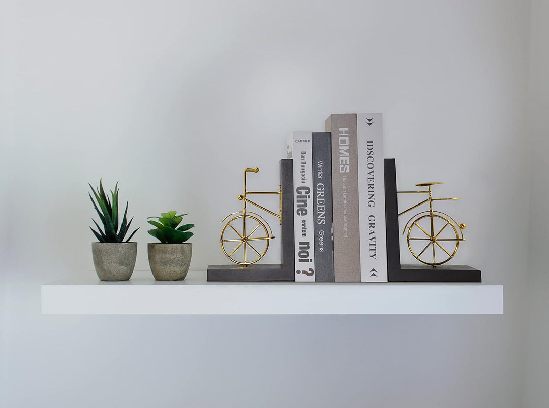 Spiretro Fahrrad-Buchstützen, dekorative Buchstützen mit Rutschfester Rückseite, Holz-Metall-Buchstä