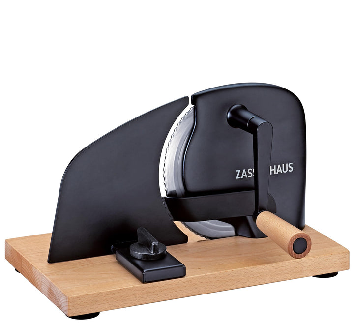 Zassenhaus Brotschneidemaschine PURE schwarz, manuelle Kurbelmaschine mit Edelstahlmesser, Spezial-W