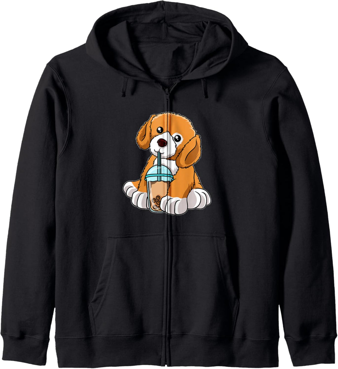 Kawaii Bubble Tea Hund Lustiger Boba-Tee Süsser Hund Kapuzenjacke
