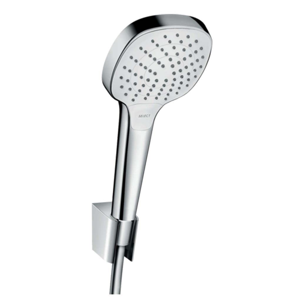 hansgrohe Croma Select E Duschkopf inkl. Duschkopfhalter, 3 Strahlarten, Weiss/Chrom Weiss/Chrom Set