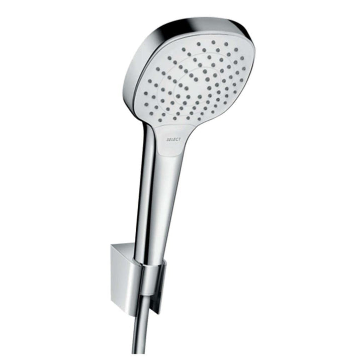 hansgrohe Croma Select E Duschkopf inkl. Duschkopfhalter, 3 Strahlarten, Weiss/Chrom Weiss/Chrom Set