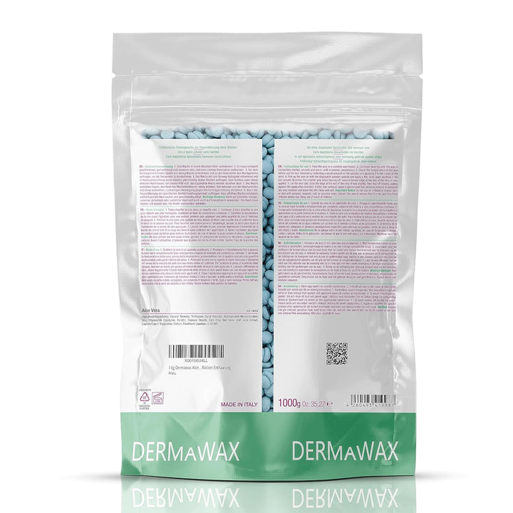 Dermawax 1 kg Aloe Vera Wachs Heisswachs Waxing Perlen Wachsperlen Anwendung ohne Wachsstreifen zur