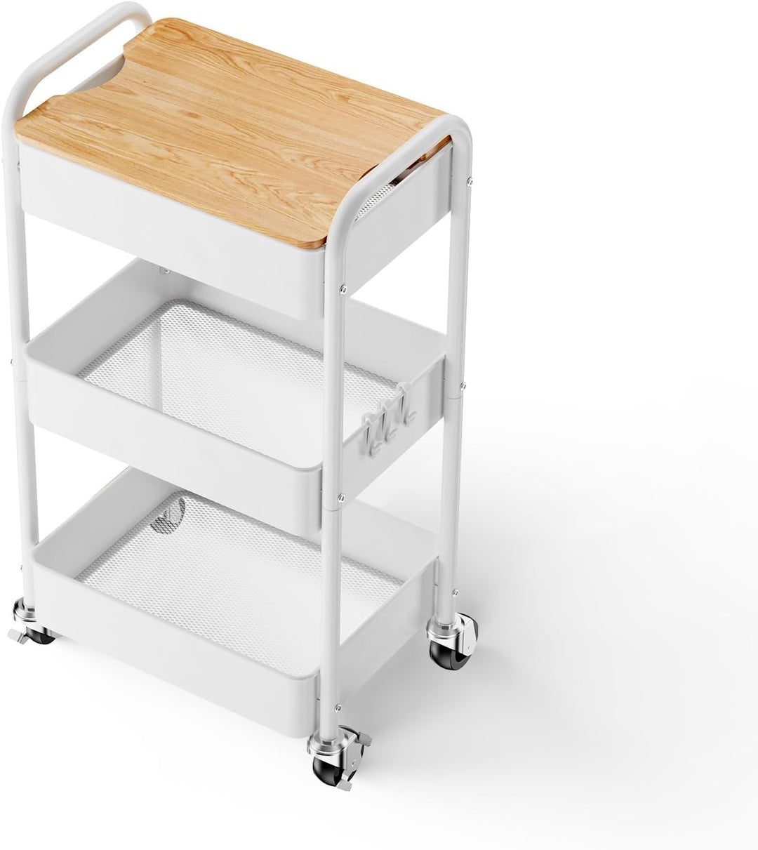 3-Tier Rollwagen mit Tischplatte, Servierwagen, rollender Allzweckwagen aus Metall, Regal auf Rädern