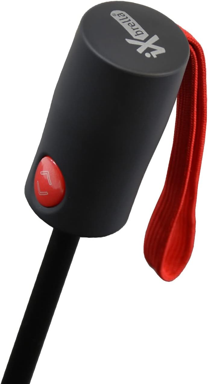 iX-brella Reverse umgekehrt öffnender Fiberglas-Taschenschirm mit farbigen Speichen - schwarz-rot, S