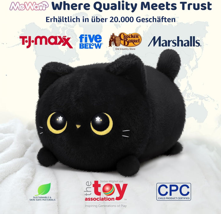 Mewaii Schwarze Katze Plüsch Niedliche Katze Plüschtier Weiches Kätzchen Plüsch Kuschelkissen Anime
