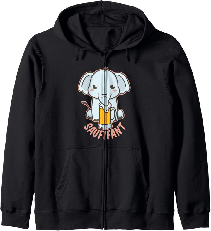 Saufifant Pulli Elefant Saufen Sauf Saufpartnerin Saufparty Kapuzenjacke