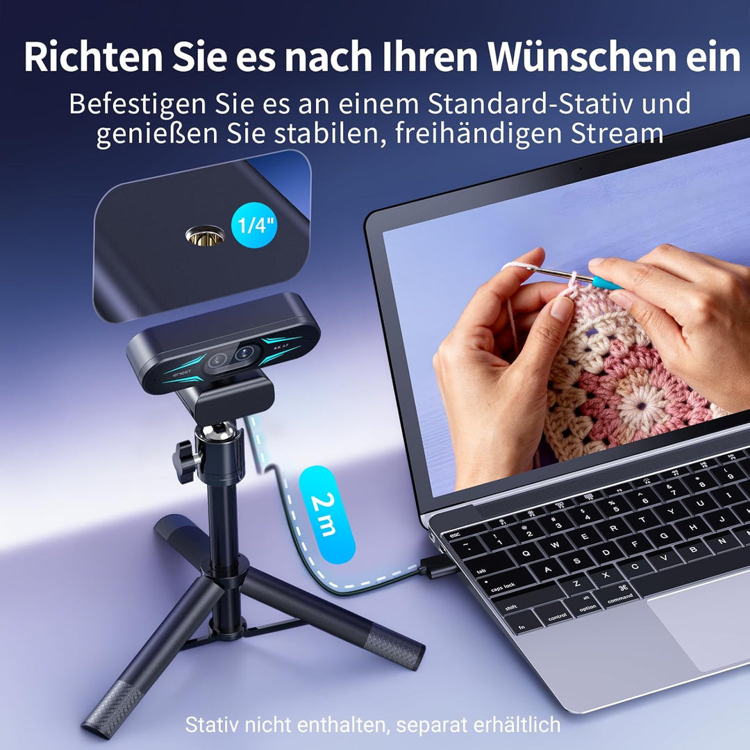 EMEET C60E Dual-Kamera-4K-Webcam für Streaming, Weitwinkel- und Teleobjektiv, bis zu 11-facher Hybri