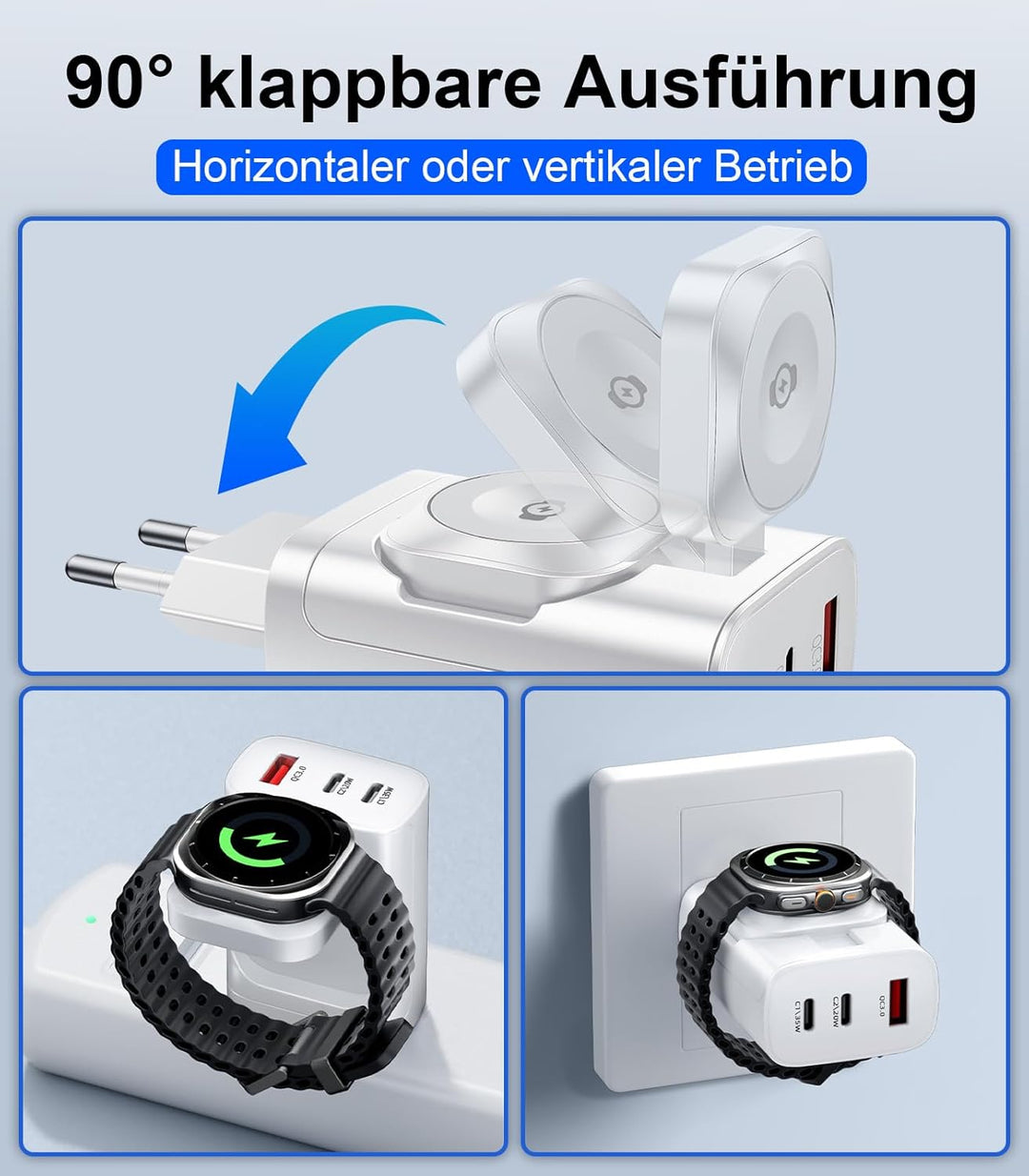 4 in 1 für Samsung Watch Ladegerät,40W USB C Ladegerät PD Schnellladegerät für Samsung Galaxy Watch