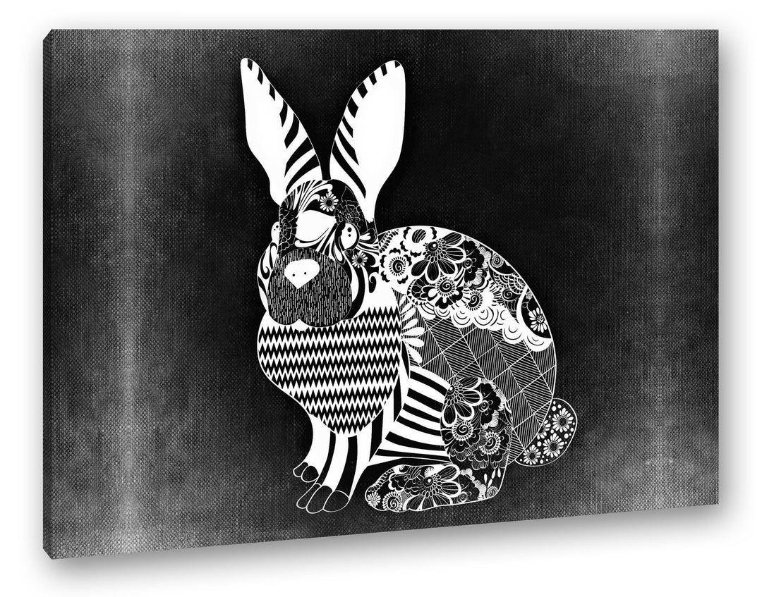 deyoli Abstrakter Hase Effekt: Schwarz/Weiss Format: 80x60 als Leinwandbild, Motiv fertig gerahmt au