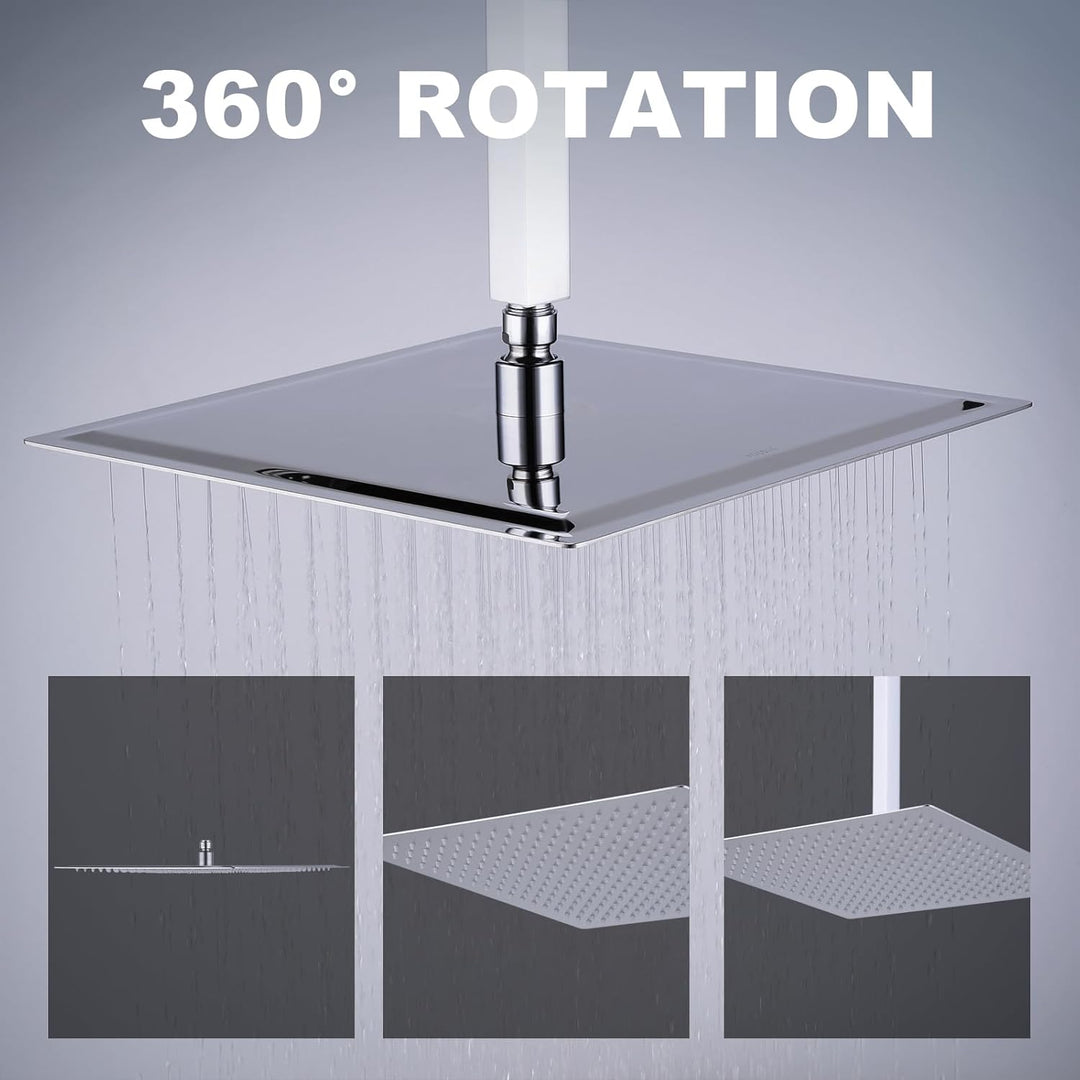 Hiendure® 40cm 304 Rostfreier Stahl Platz Ultra dünn Niederschlagsmenge Duschkopf 16 Zoll Quadratisc
